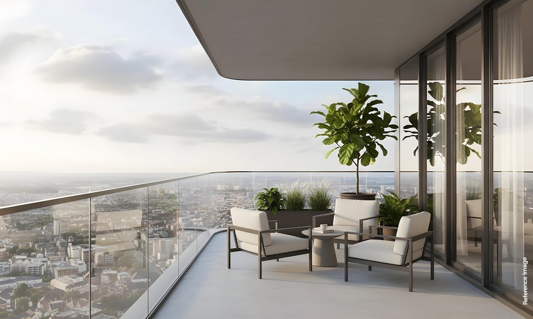 Expansive wraparound balcony reference render